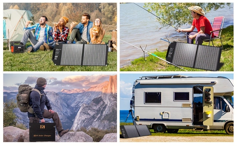 Compact | Mesuvida 60W Portable Solar Charger - Foldable Panel with 18V MC4 Port, Dual USB-A (QC3.0), USB-C (PD18W) for Power Banks & Phones - Lightweight & Durable for Camping, Hiking, Travel Adventures, Travel Charger | Fol