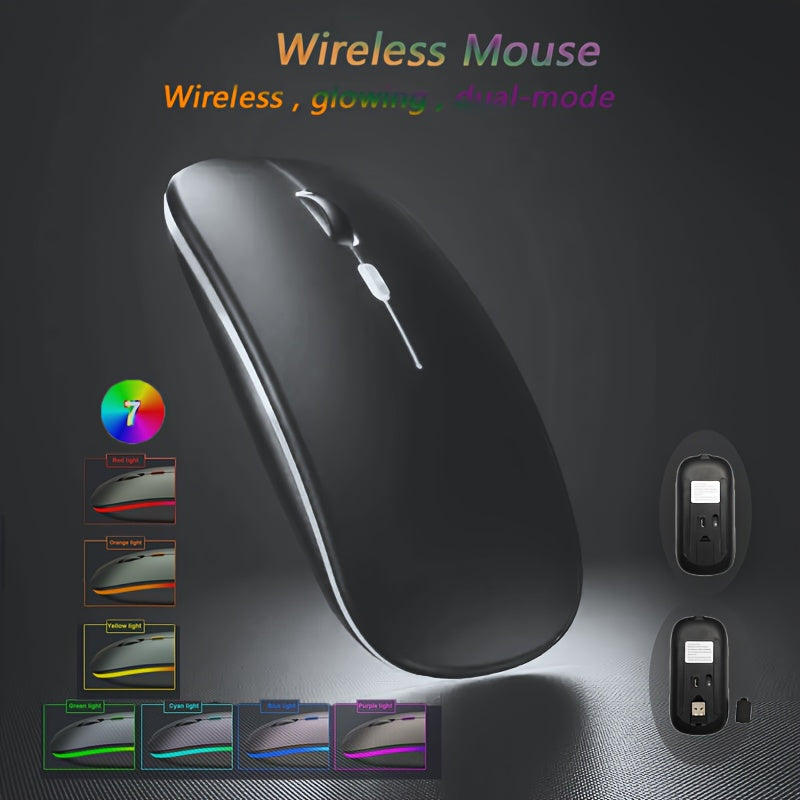 Wireless, Glowing, Dual-mode Mouse, Ultra-thin Silent Portable USB Optical 2.4G/5.0 Wireless Dual-mode, Mobile Optical Wireless Mouse With USB Receiver, Portable Computer Mouse