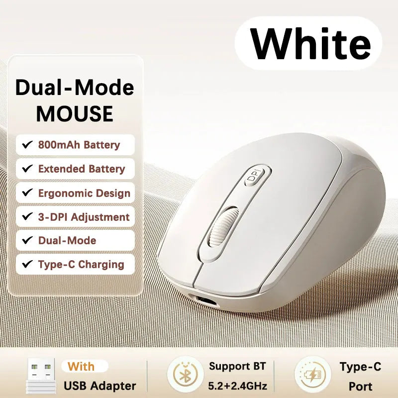 Wireless Mouse, Ergonomic Bluetooth-compatible with 2.4GHz Dual Mode Computer Mouse, with USB receiver, For Laptop PC Notebook