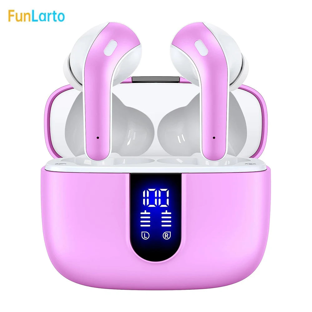 Wireless Earphones with Bluetooth 5.3, Quad-Mic Call Noise Reduction ENC, 50H Playtimes Wireless Earbuds Bluetooth Headphones