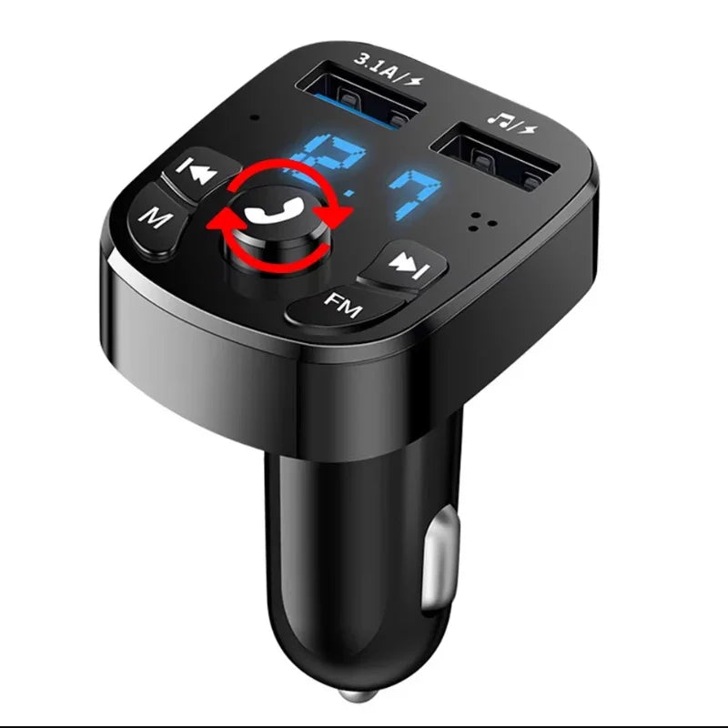 FM Bluetooth Transmitter for Car, Wireless Bluetooth Rudio Aux Adapter Dual USB Ports Quick Charger for All Smartphones
