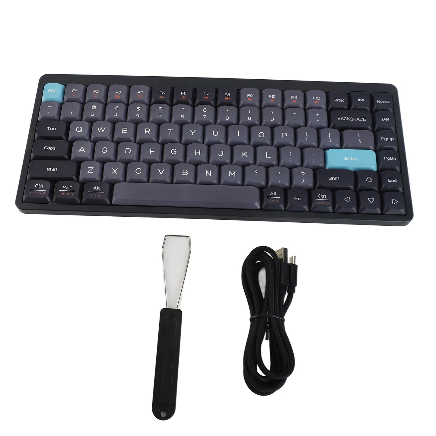 Wireless Mechanical Keyboard 84 Keys 2.4G+BT5.0+Type C 3 Connections 75% Low Profile Layout Keyboards RGB Light Effect