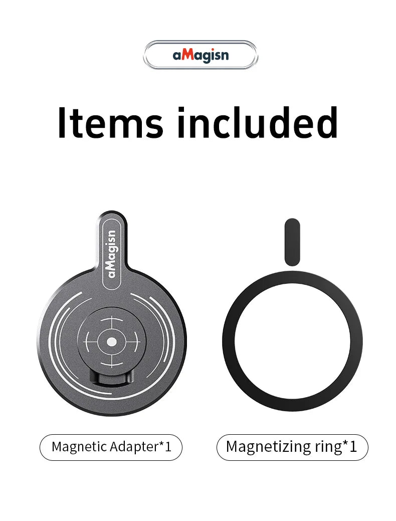 aMagisn for Insta360 Flow Powerful Magnetic Adapter for MagSafe Action Camera Magnetic Plate with Metal Ring Camera Accessories