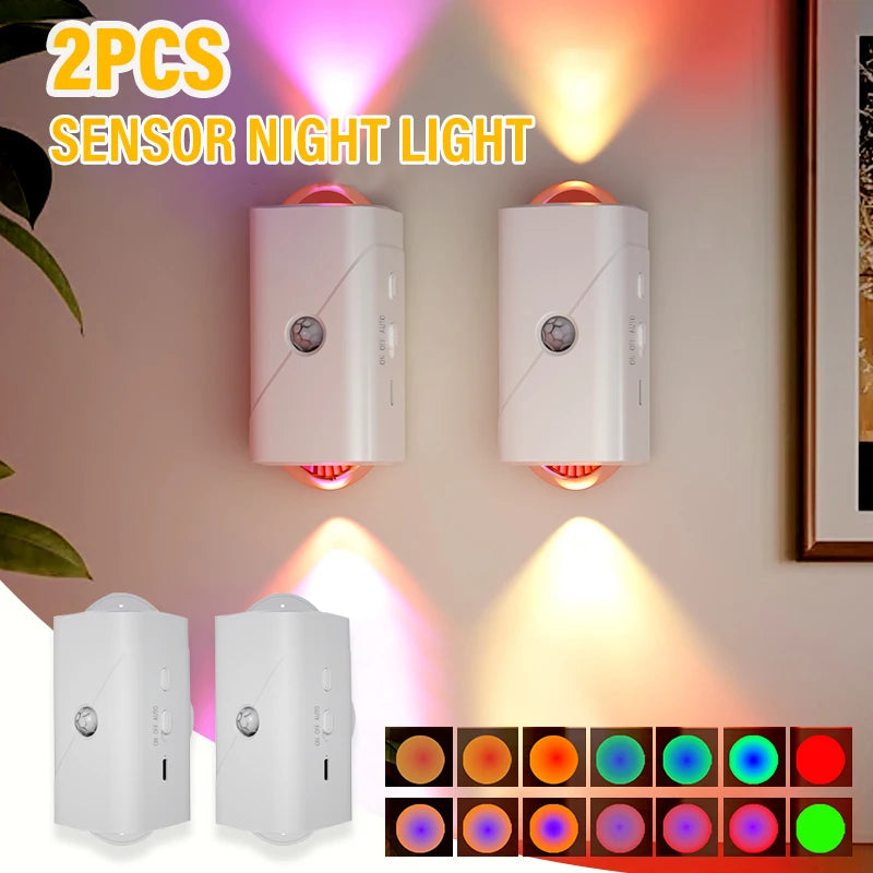 LED Smart Sensor Night Light with Smart Motion Sensor and Light Control Sensor, RGB Ambiance, USB Charging, Magnetic Design