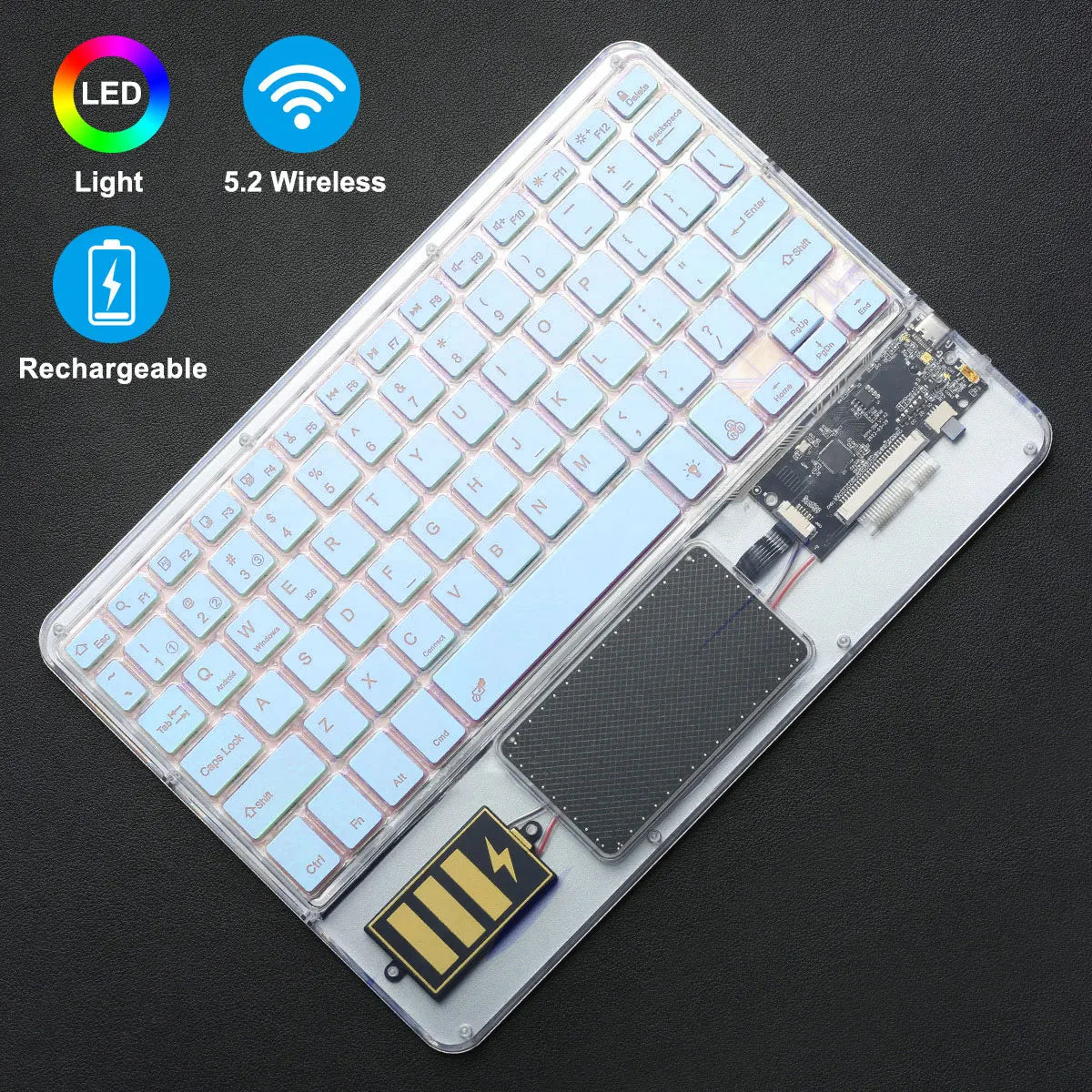 Wireless Keyboard with Touchpad, Ultra-Slim Portable Bluetooth Rechargeable Keyboard,Wireless Keyboard for iOS Android Windows