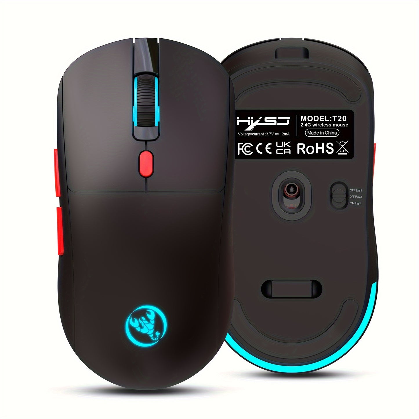 "Ultra-Responsive" Hxsj-T20 Wireless Mouse With Rechargeable 650Mah Battery - Optical, Animal Print Design For pcs, Laptop & Mac Gaming And Office Use