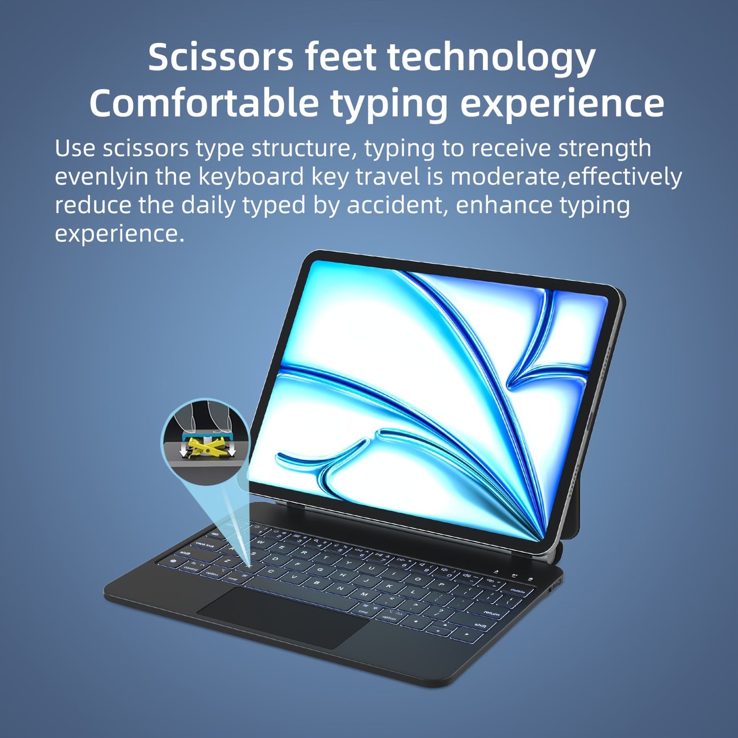 DVWDVW 7-Color Backlit For IPAD Keyboard Case, PU Leather, Magic Magnetic Stand Keyboard For IPad Pro 2024 (M4) With Multi-Touch Trackpad, Floating Design, 7 Colors Backlit, Wireless Keyboard Case