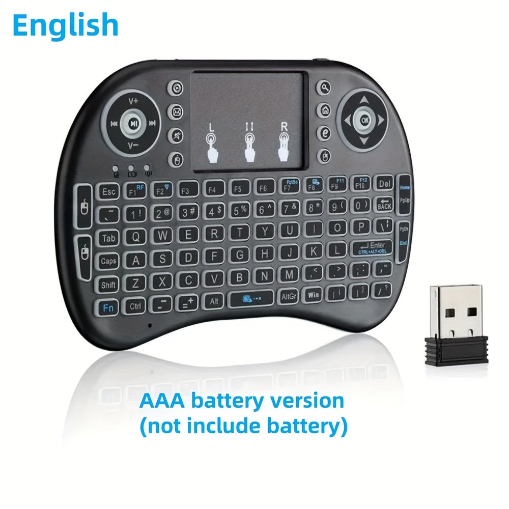 W WUDUNG I8 Mini Wireless Keyboard with Air Mouse & Touchpad - 2.4G Handheld Remote, English Layout, 7-Color Backlit for Android TV Box & PC