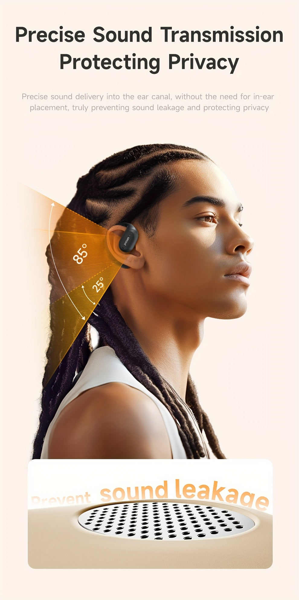 Picun H1 Ultra-Lightweight Wireless Earbuds - True Open Ear Design for Unmatched Comfort - HD Sound with CVC Noise Cancellation - LED Power Display & Touch Control - Perfect for Running, Cycling, and Workouts