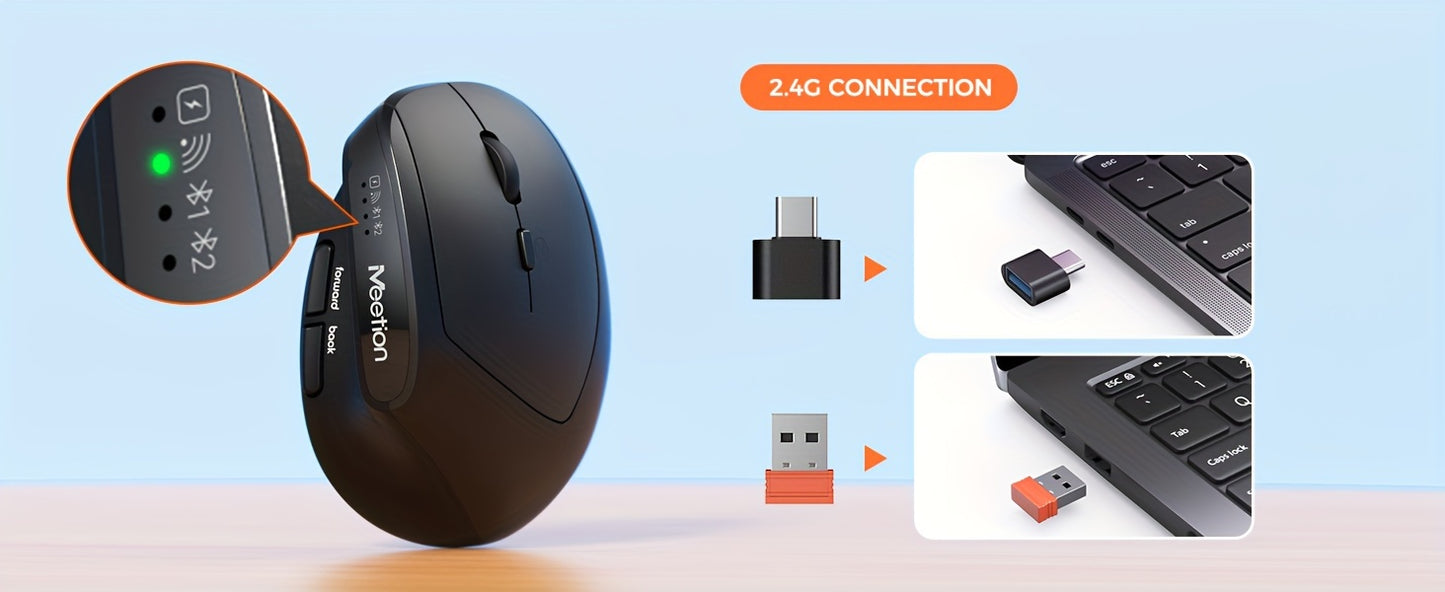 MEETION Ergonomic Keyboard And Mouse Wireless Combo, BT/2.4G Ergo Split Keyboard With Palm Rest, Adjustable Wireless Mouse, Rechargeable Keyboard Mouse For Windows/Mac/Android Halloween Christmas Gift