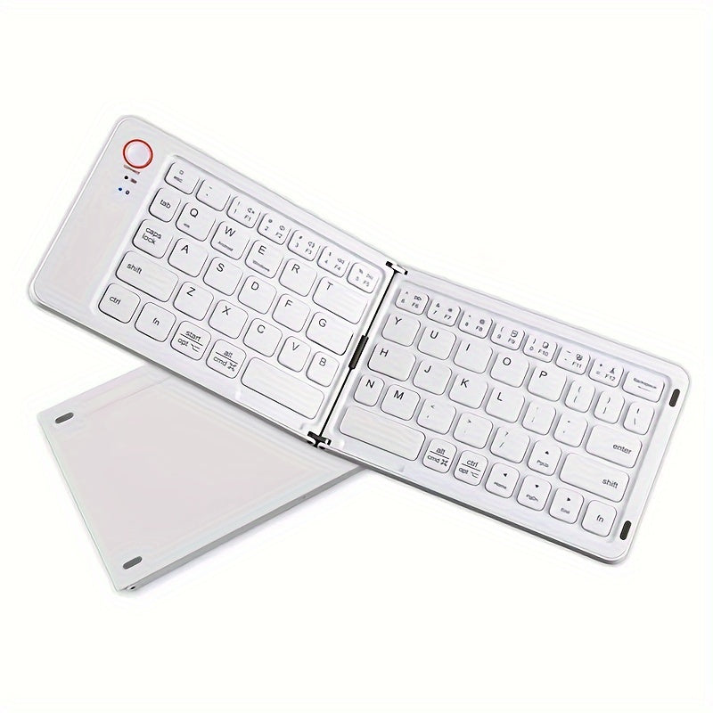 Ambidextrous Rechargeable Foldable Wireless Keyboard - Compatible with Windows & Android OS Tablets, USB-C Charging, Lithium Polymer Battery - No Charger Included