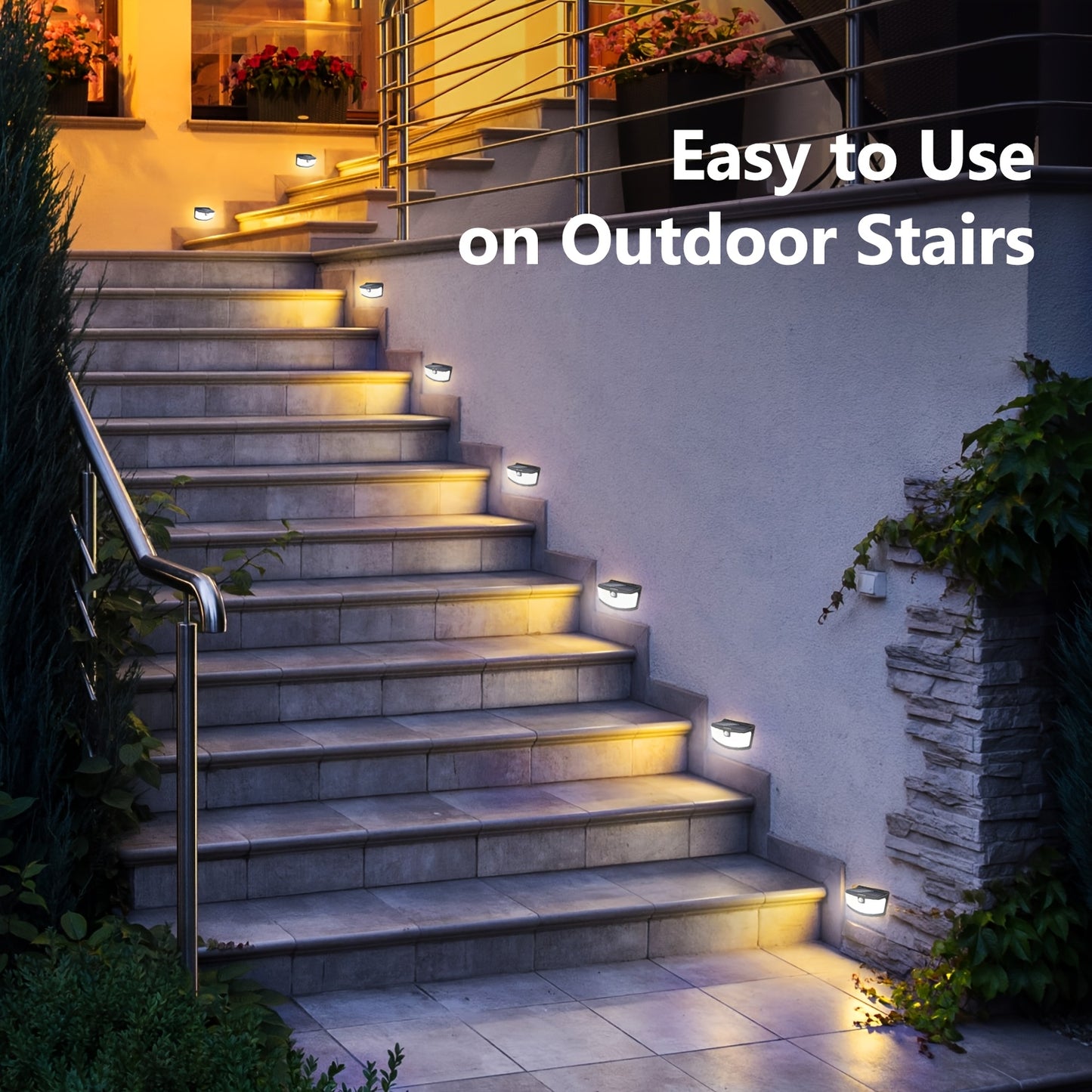 8pcs Solar Outdoor Motion Sensor Lights 120 LEDs with Reflector, 270° Wide Angle IP65 Waterproof Step Lights, Automatic On/Off Durable Construction, for Front Door, Yard, Garage, Deck, Business Properties, Hotel Exterior, Ha