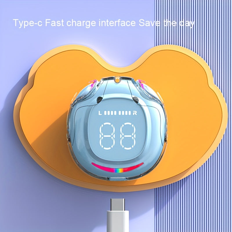 Wireless 5.4 Wireless Earbuds Built-in Ambient Lighting Sports Gaming Headset Bass Touch Control Headset Digital Display