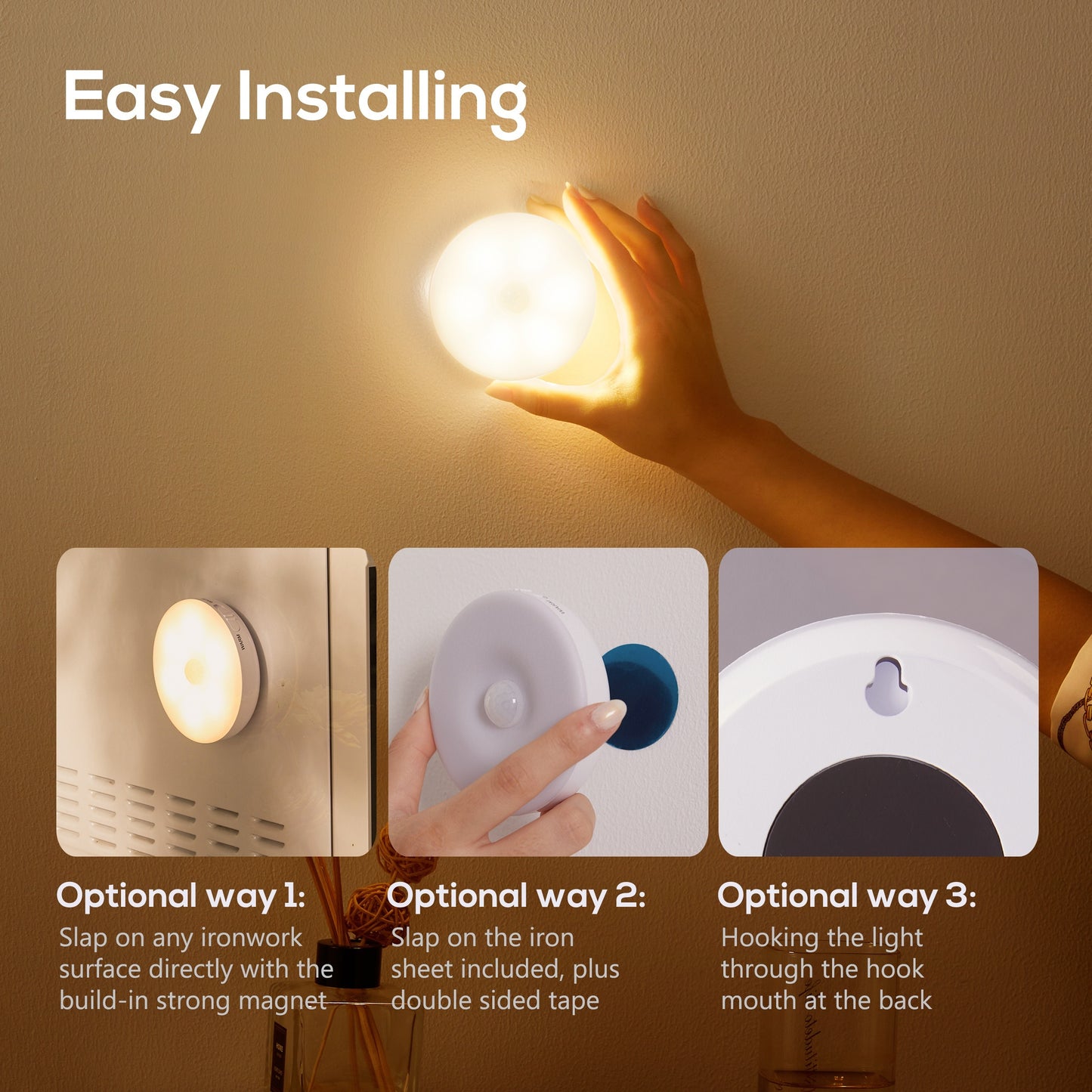Homelist Motion Sensor Lights Indoor  6 Pack Wireless LED Rechargeable magnetic Stick on Wall Night Light Battery Operated USB Charging Stair  Corridors Closet Kitchen Light Under Cabinets Puck Light