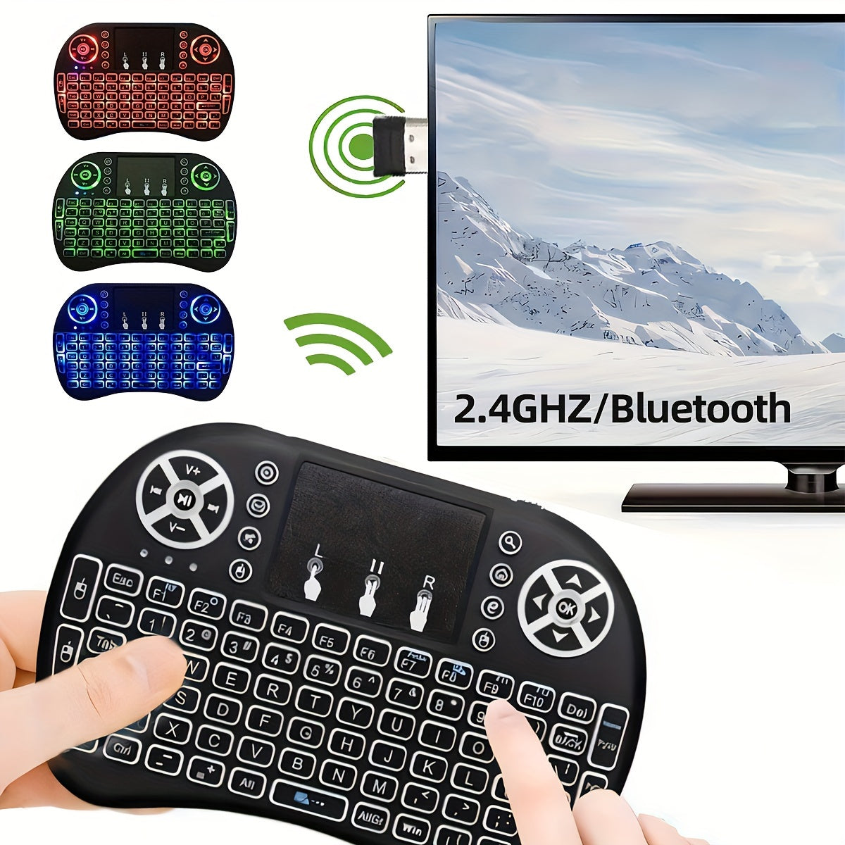 Mini Keyboard Touchpad Mouse, Portable 2.4Ghz Mini Wireless Keyboard With Touchpad Work For IPad, PC, Android TV Box, Smart TV, Tablet And Windows OS