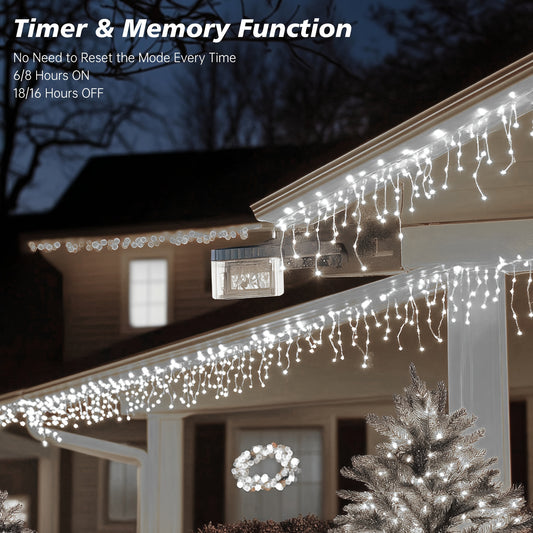 Aogled Outdoor Icicle Lights, Outdoor LED Light Strips, Outdoor Christmas Icicle Lights, Length Available In 49.2ft And 59ft, Multiple Modes And Timers, Warm White, Cool White, Suitable For Eaves Lights, Festivals, Weddings,