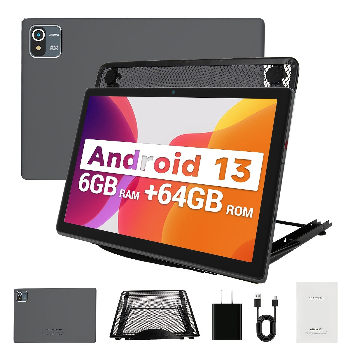 AEEZO 10.1-inch Quad-Core/Octa-Core Tablet, 64GB ROM, 6GB/12GB RAM, Android 13/14, 5000mAh Battery, 800x1280. Options: Tablet Only: Tablet + Wireless Keyboard + Mouse + Stylus Without Electricity+ Headphones + Foldable Case;