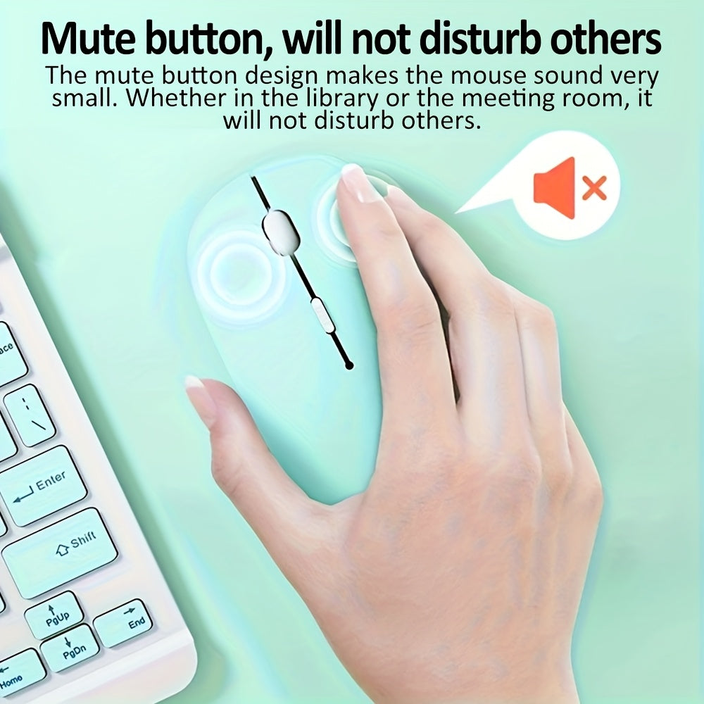 Wireless Mouse, Ultra-Thin, Silent, Battery Powered, Compatible with iPad, Laptop and Desktop - Macaron Color, Suitable for Birthday, Easter, Halloween and Christmas