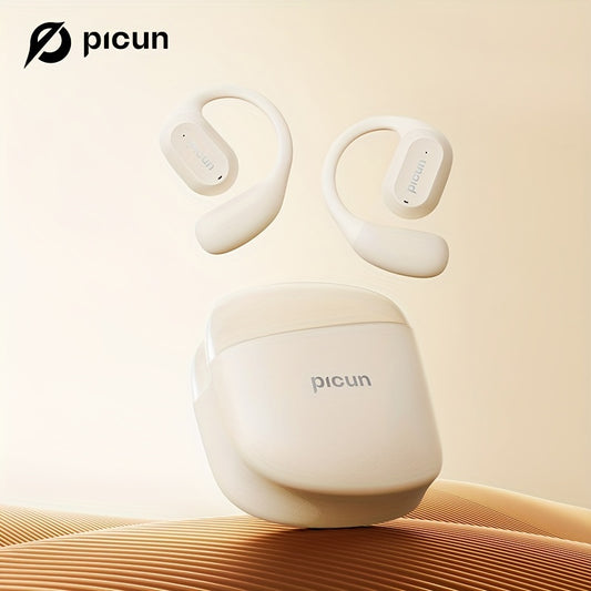 Picun H1 Ultra-Lightweight Wireless Earbuds - True Open Ear Design for Unmatched Comfort - HD Sound with CVC Noise Cancellation - LED Power Display & Touch Control - Perfect for Running, Cycling, and Workouts