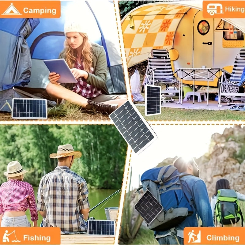[Solar Charger] Solar Powered USB Solar Panel Charger For Outdoor Travel & Camping | One, Charge Controller, Female To Male USB Connector - Compatible With Mobile Phones, Power Banks, Flashlights, Fans, Tablets