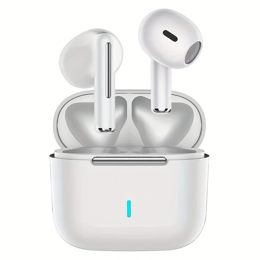 Wireless Earbuds with Volume Control, Semi-Open-Back Earphones with Condenser Microphone, Compatible with iPhone/Samsung/Android, HiFi Sound, ENC Noise Reduction, Long Battery Life, Rechargeable Lithium-Polymer, Ideal for Adu