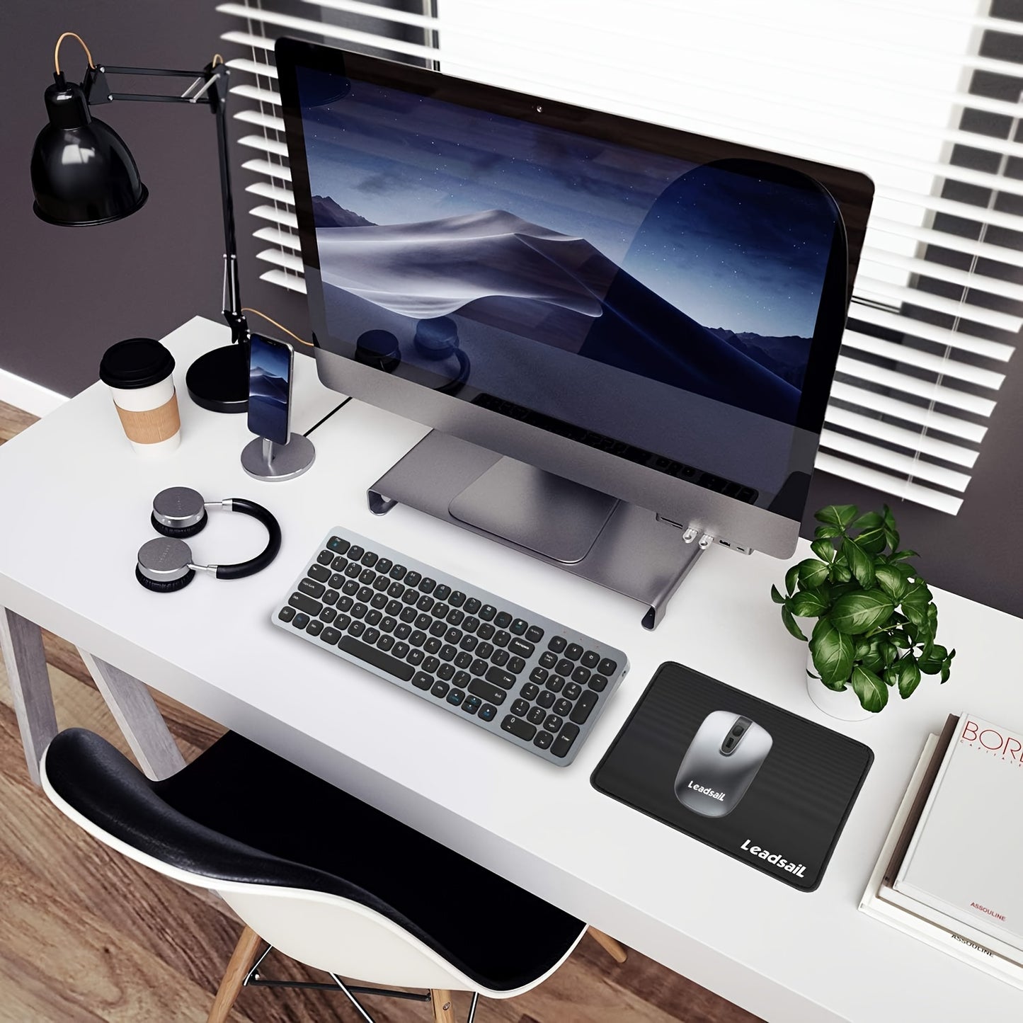 LeadsaiL Wireless Keyboard and Mouse Combo, Wireless USB Mouse and Computer Keyboard Set, Compact and Silent for Windows Laptop, Desktop, PC KF02-Grey