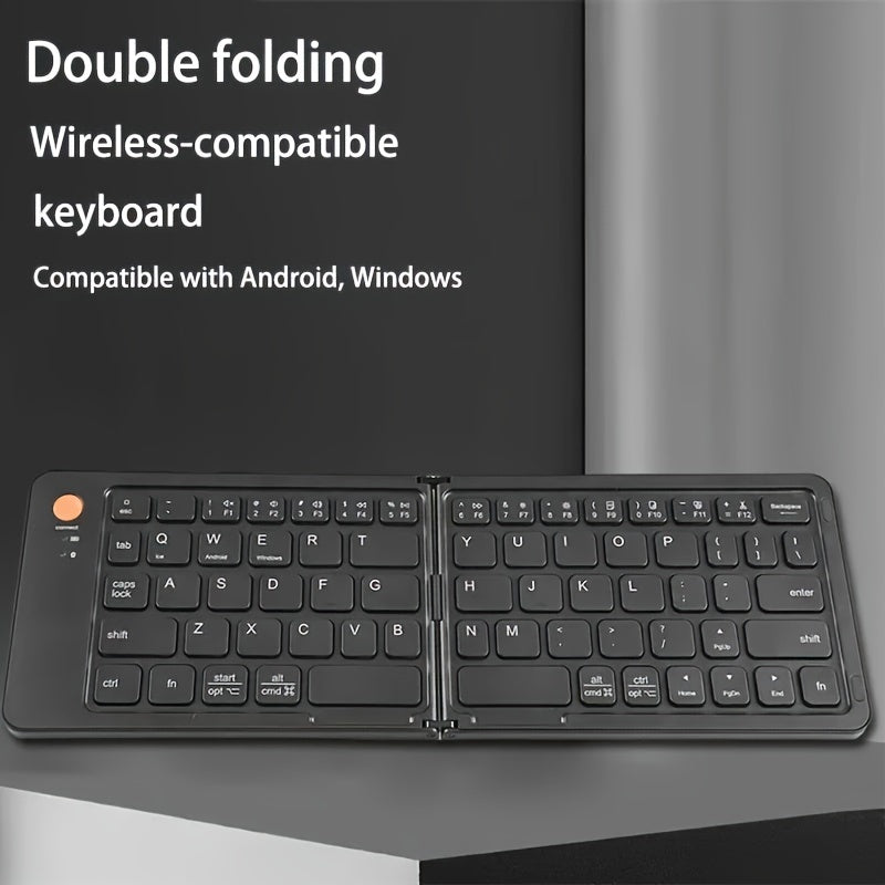 Ambidextrous Rechargeable Foldable Wireless Keyboard - Compatible with Windows & Android OS Tablets, USB-C Charging, Lithium Polymer Battery - No Charger Included