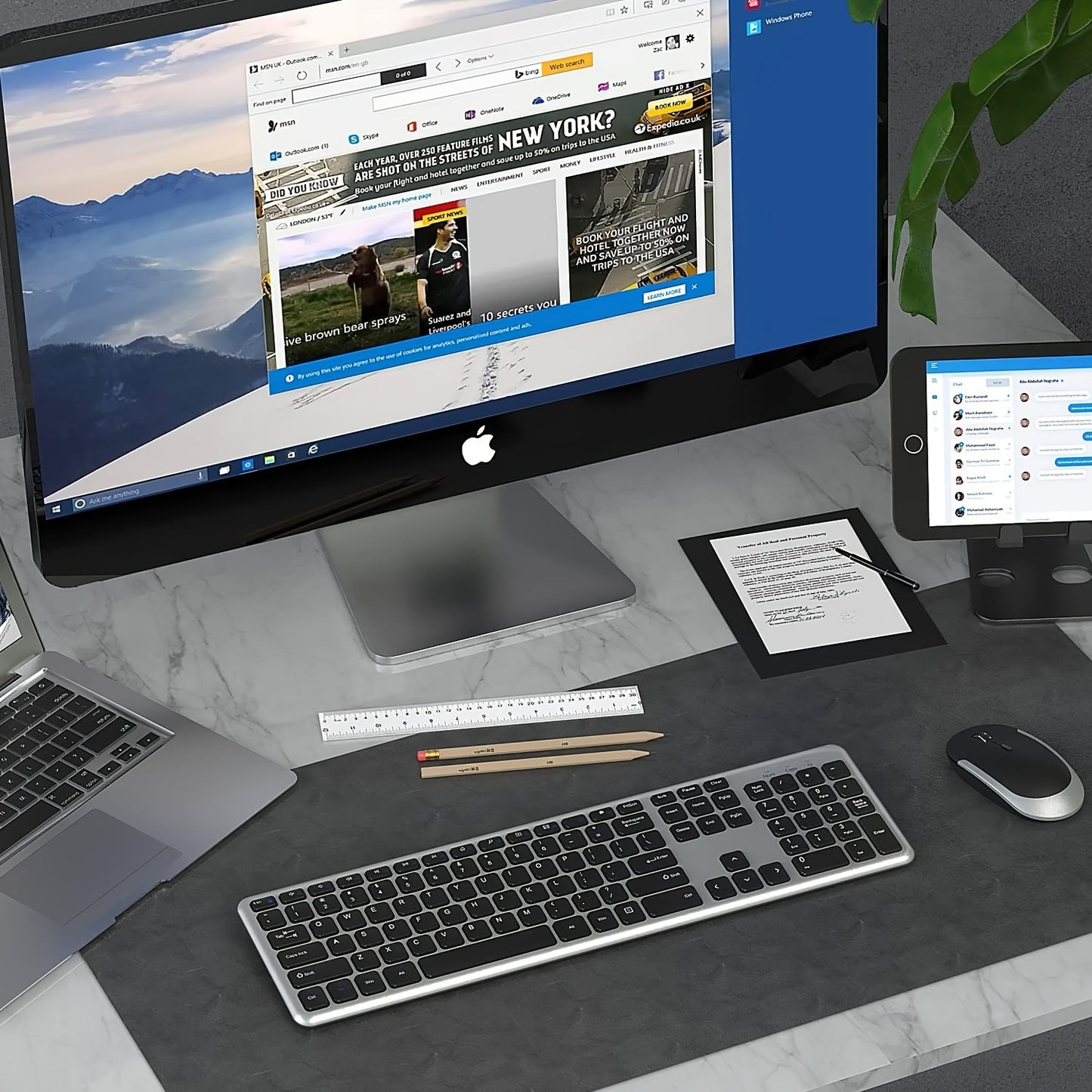 Wireless Keyboard And Mouse Combo, 2.4GHz Ultra Thin Full Size Wireless Keyboard Mouse Set For Laptop, PC, Desktop, Windows 7, 8, 10, Black And Silver