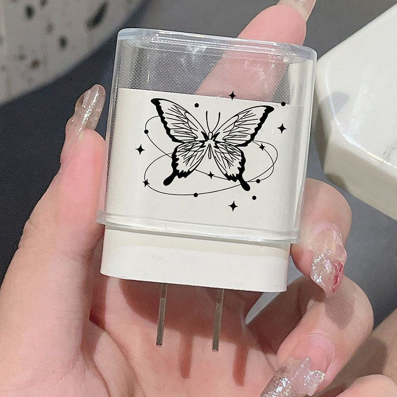 5-in-1 Butterfly Design Case Set - Ultra-Protective iPhone 15/14/13/12/11 Pro Max Cover with 18W/20W Fast Charger and Durable Cable - Exclusively Designed for Apple iPhone Enthusiasts