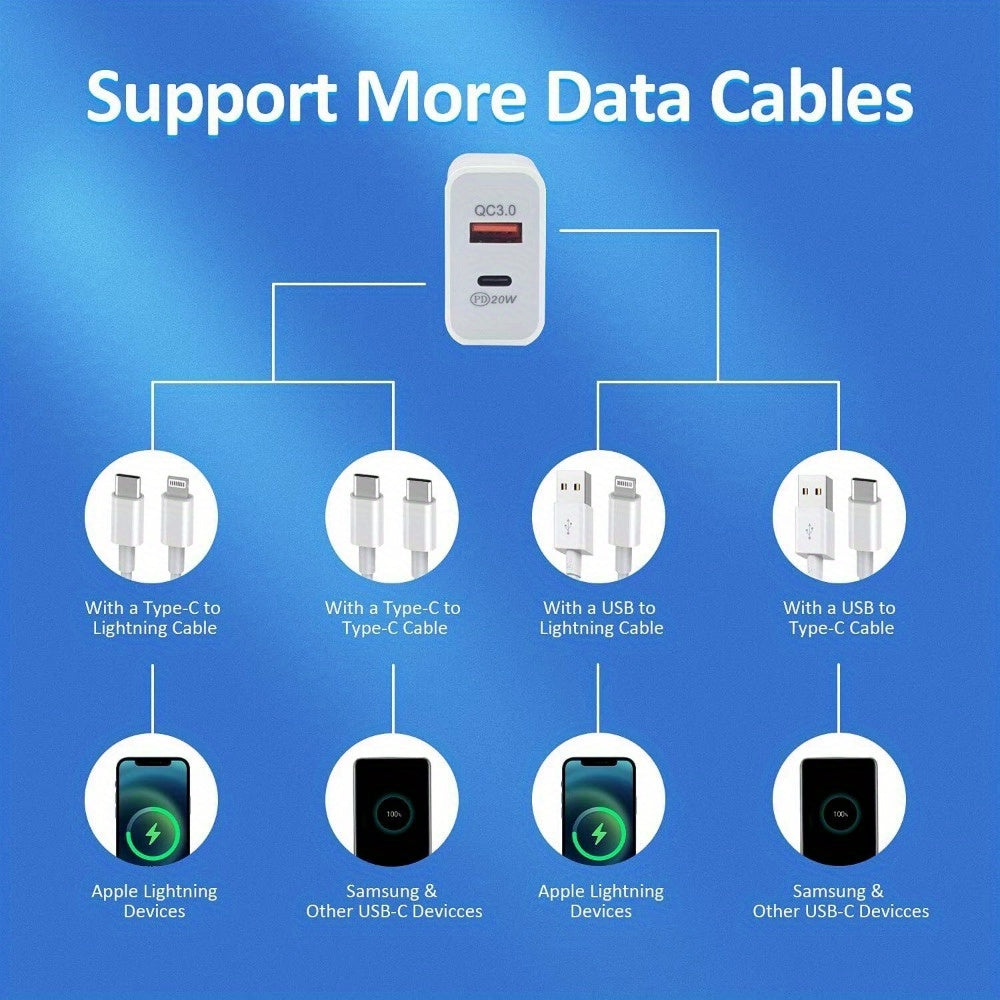 20W USB C Fast Charger PD USB C To C Cable Type C Adapter For Samsung, IPad Pro