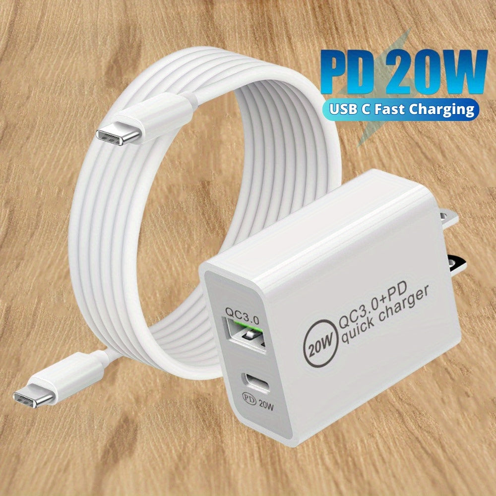 20W USB C Fast Charger PD USB C To C Cable Type C Adapter For Samsung, IPad Pro