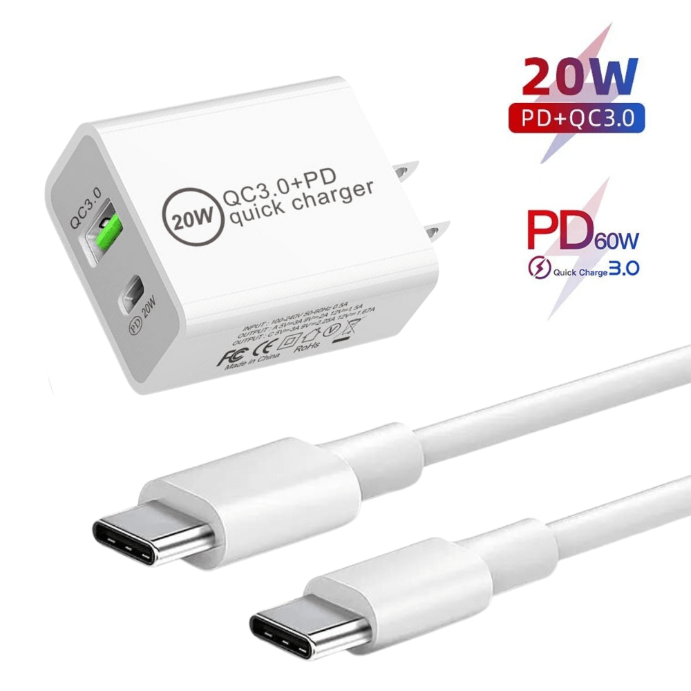 20W USB C Fast Charger PD USB C To C Cable Type C Adapter For Samsung, IPad Pro