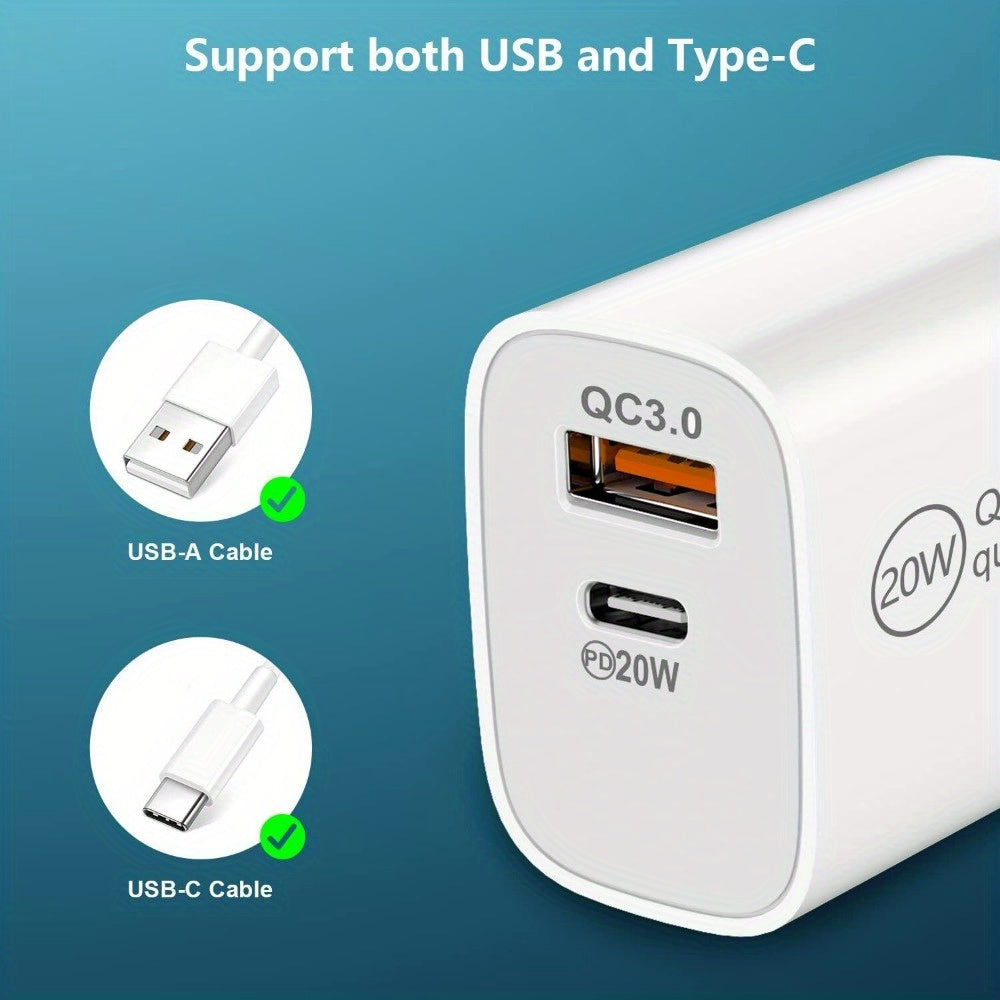 20W USB C Fast Charger PD USB C To C Cable Type C Adapter For Samsung, IPad Pro