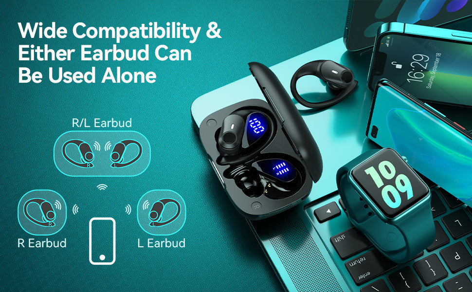 ProSound Wireless Earbuds - Immersive HD Stereo Sound, Advanced Wireless Technology, Up to Long Hours of Playtime, Ultra-Secure and Comfortable Fit, Advanced Noise Cancelling Technology, LED Display, Portable Charging Case -