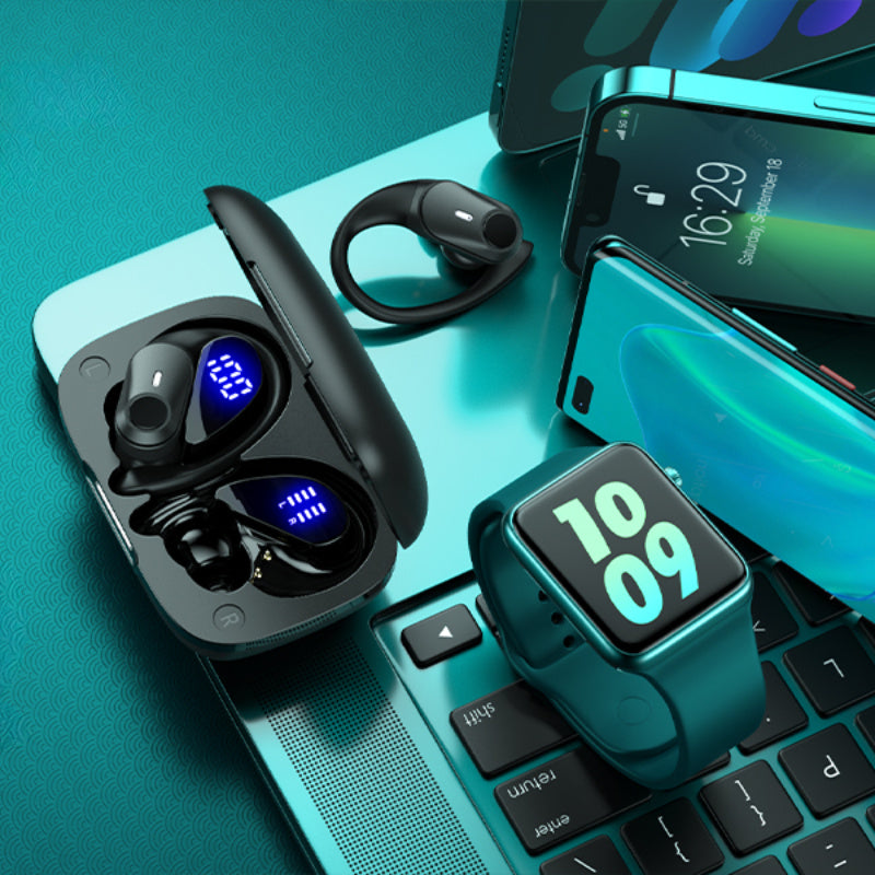 ProSound Wireless Earbuds - Immersive HD Stereo Sound, Advanced Wireless Technology, Up to Long Hours of Playtime, Ultra-Secure and Comfortable Fit, Advanced Noise Cancelling Technology, LED Display, Portable Charging Case -