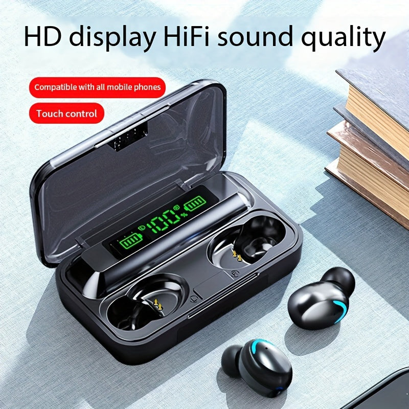 Long-Life Wireless Earbuds - Large Capacity Battery, LED Power Display, Microphone, Compatible with All Mobile Phones - Perfect Birthday Gifts for Students, Men, Women