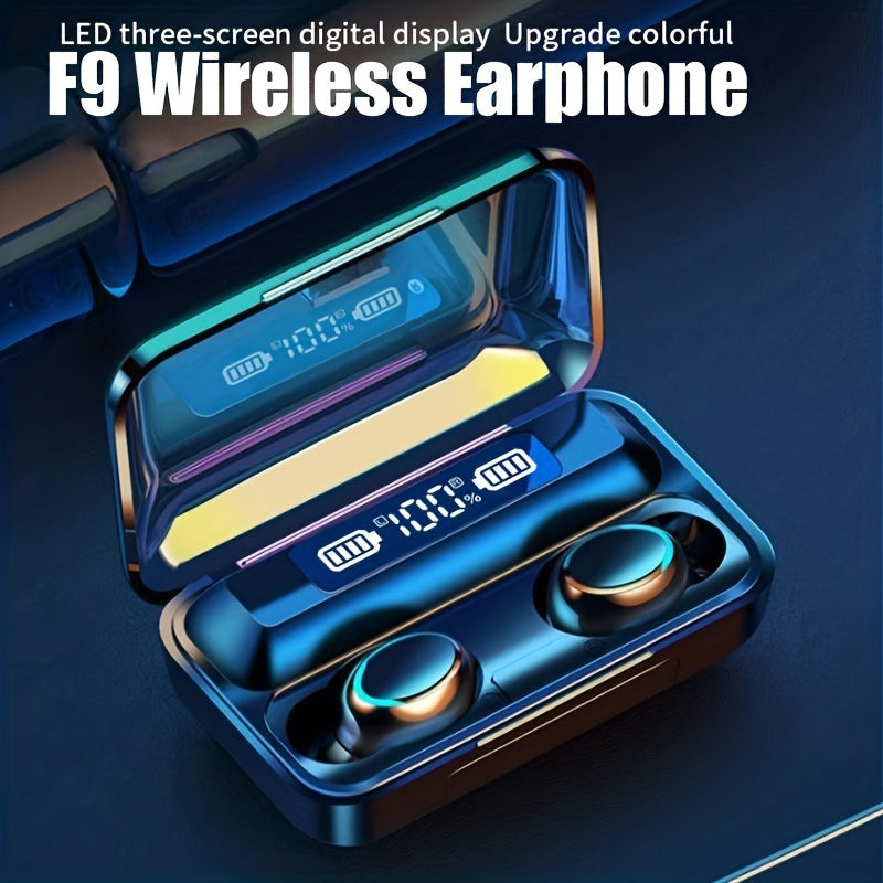 Long-Life Wireless Earbuds - Large Capacity Battery, LED Power Display, Microphone, Compatible with All Mobile Phones - Perfect Birthday Gifts for Students, Men, Women