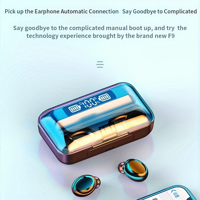 Long-Life Wireless Earbuds - Large Capacity Battery, LED Power Display, Microphone, Compatible with All Mobile Phones - Perfect Birthday Gifts for Students, Men, Women