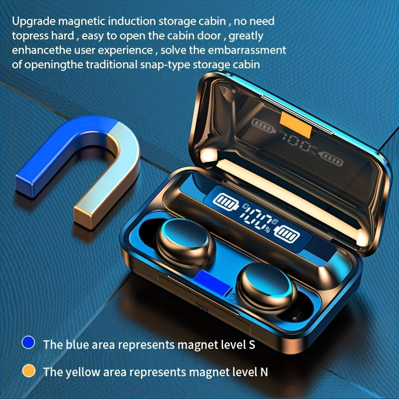 Long-Life Wireless Earbuds - Large Capacity Battery, LED Power Display, Microphone, Compatible with All Mobile Phones - Perfect Birthday Gifts for Students, Men, Women