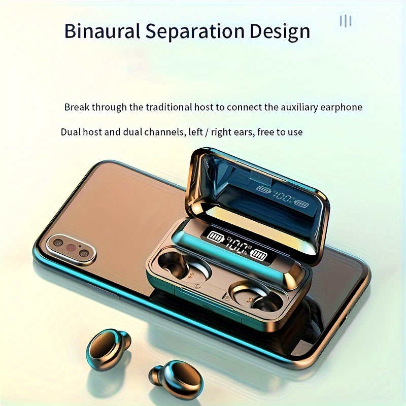 Long-Life Wireless Earbuds - Large Capacity Battery, LED Power Display, Microphone, Compatible with All Mobile Phones - Perfect Birthday Gifts for Students, Men, Women