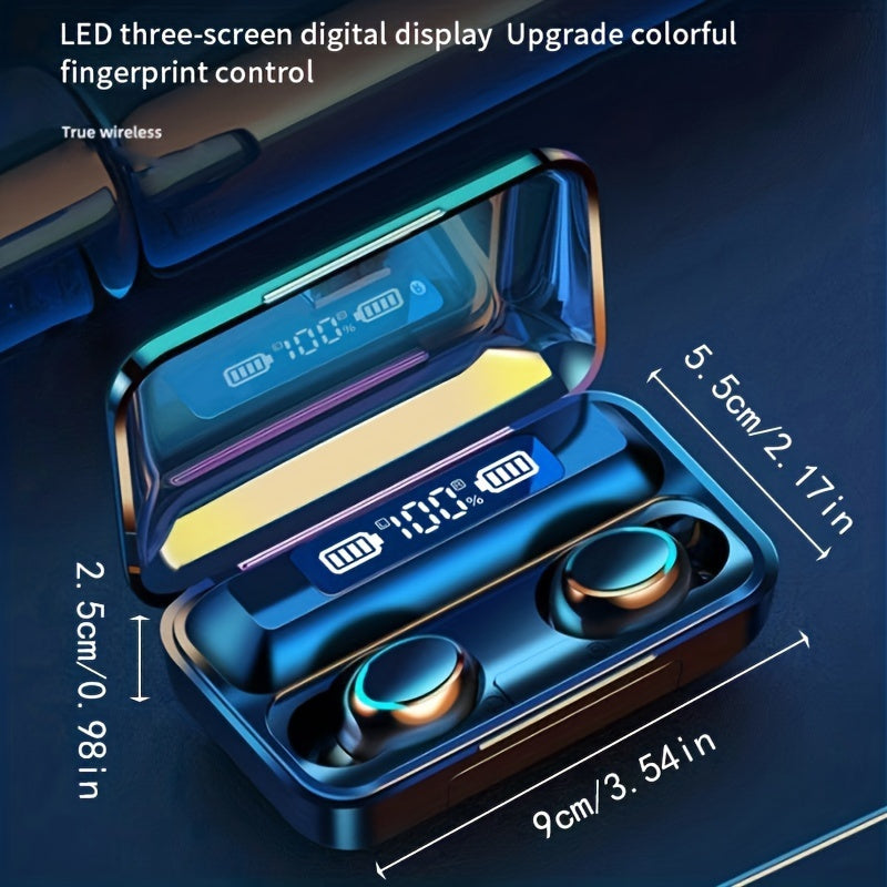 Long-Life Wireless Earbuds - Large Capacity Battery, LED Power Display, Microphone, Compatible with All Mobile Phones - Perfect Birthday Gifts for Students, Men, Women