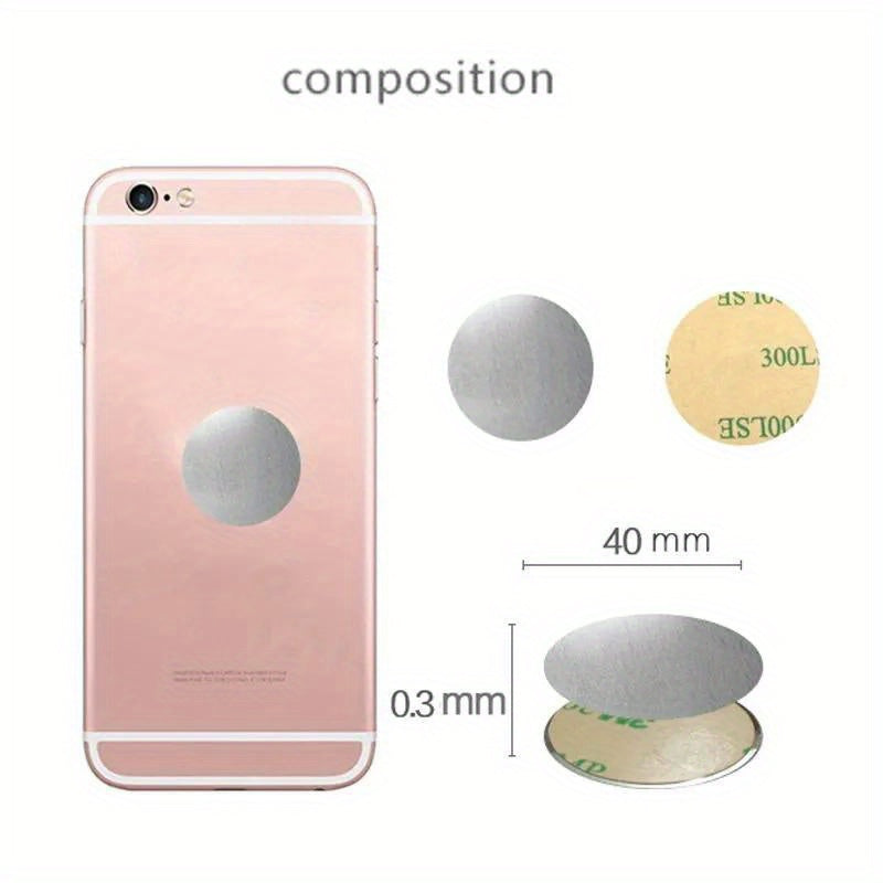 10pcs Magnetic Phone Mount Discs - Durable Iron Plates for Car & Phone Holders, Assorted Sizes (40mm/35mm/30mm/25mm/20mm)