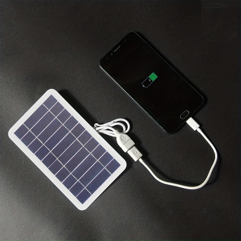 1PC Universal USB Solar Charger Panel 2W 5V, Portable Waterproof Outdoor Solar Charging for Travel & Camping, Compatible with Phones, Power Banks, Flashlights, Fans - Female to Male Connector