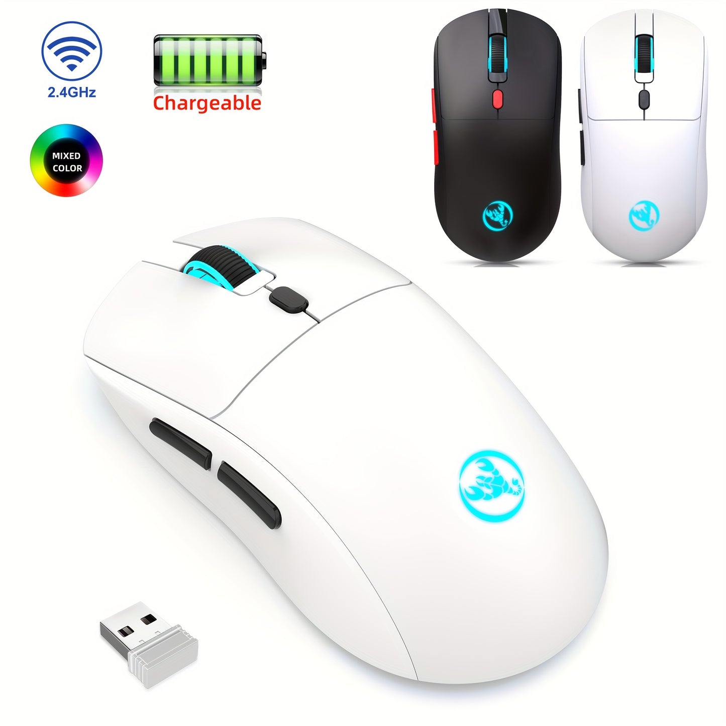 "Ultra-Responsive" Hxsj-T20 Wireless Mouse With Rechargeable 650Mah Battery - Optical, Animal Print Design For pcs, Laptop & Mac Gaming And Office Use
