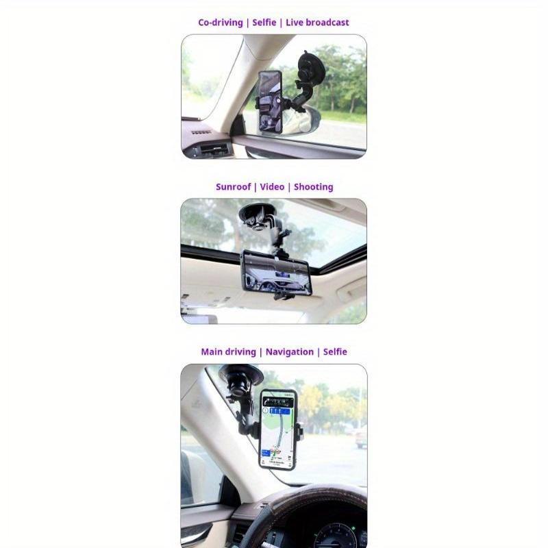 Car Phone Mount with Suction Cup - Dashboard & Windshield Compatible, Ideal for Live Streaming & Navigation