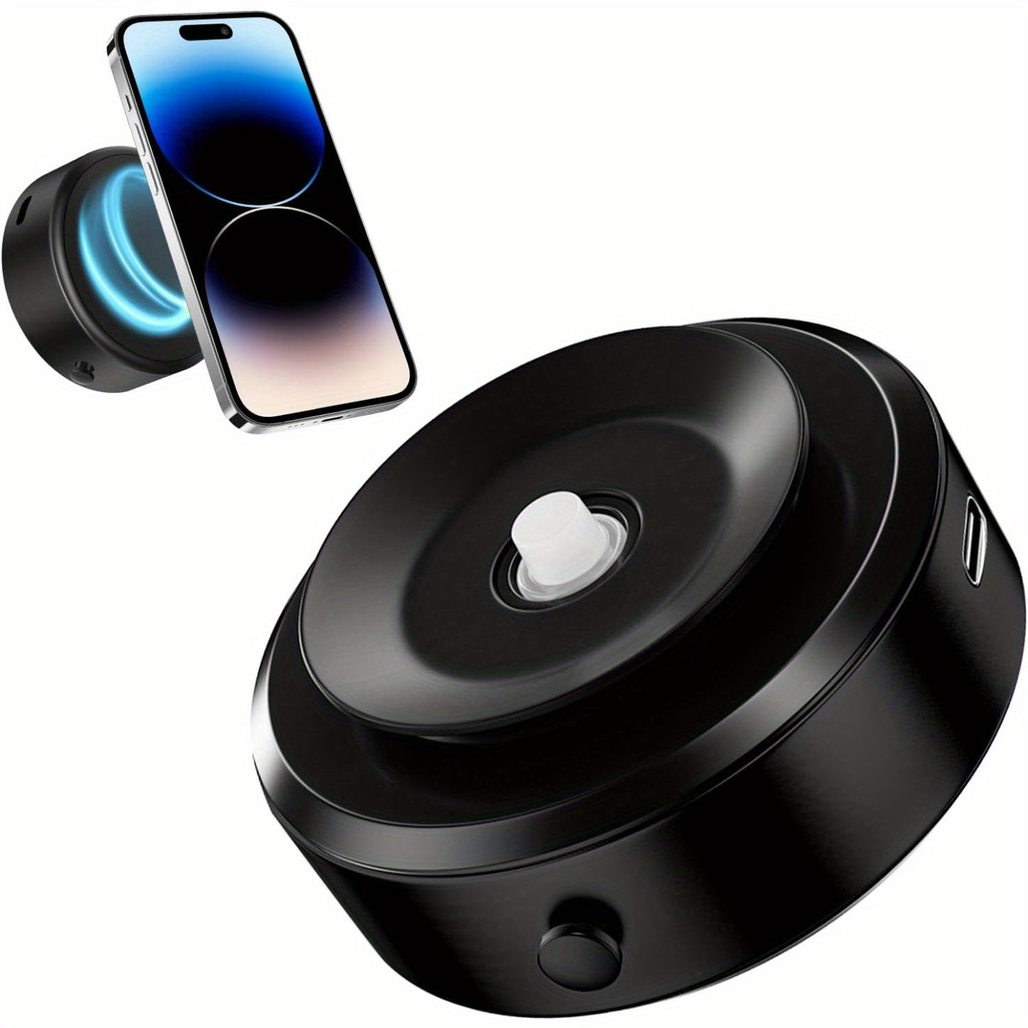 Electric Vacuum Magnetic Suction Car Phone Mount, Strong suction for Car Kitchen Mirro Gym Bath Shower & All Smooth Surface, Portable&Easy to use, Compatible with iPhone & Android (Black)