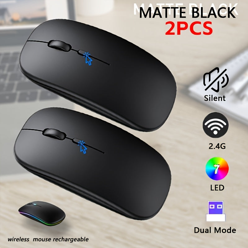 Wireless, Glowing, Dual-mode Mouse, Ultra-thin Silent Portable USB Optical 2.4G/5.0 Wireless Dual-mode, Mobile Optical Wireless Mouse With USB Receiver, Portable Computer Mouse