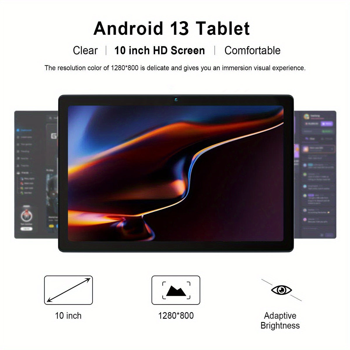 AEEZO 10.1-inch Quad-Core/Octa-Core Tablet, 64GB ROM, 6GB/12GB RAM, Android 13/14, 5000mAh Battery, 800x1280. Options: Tablet Only: Tablet + Wireless Keyboard + Mouse + Stylus Without Electricity+ Headphones + Foldable Case;