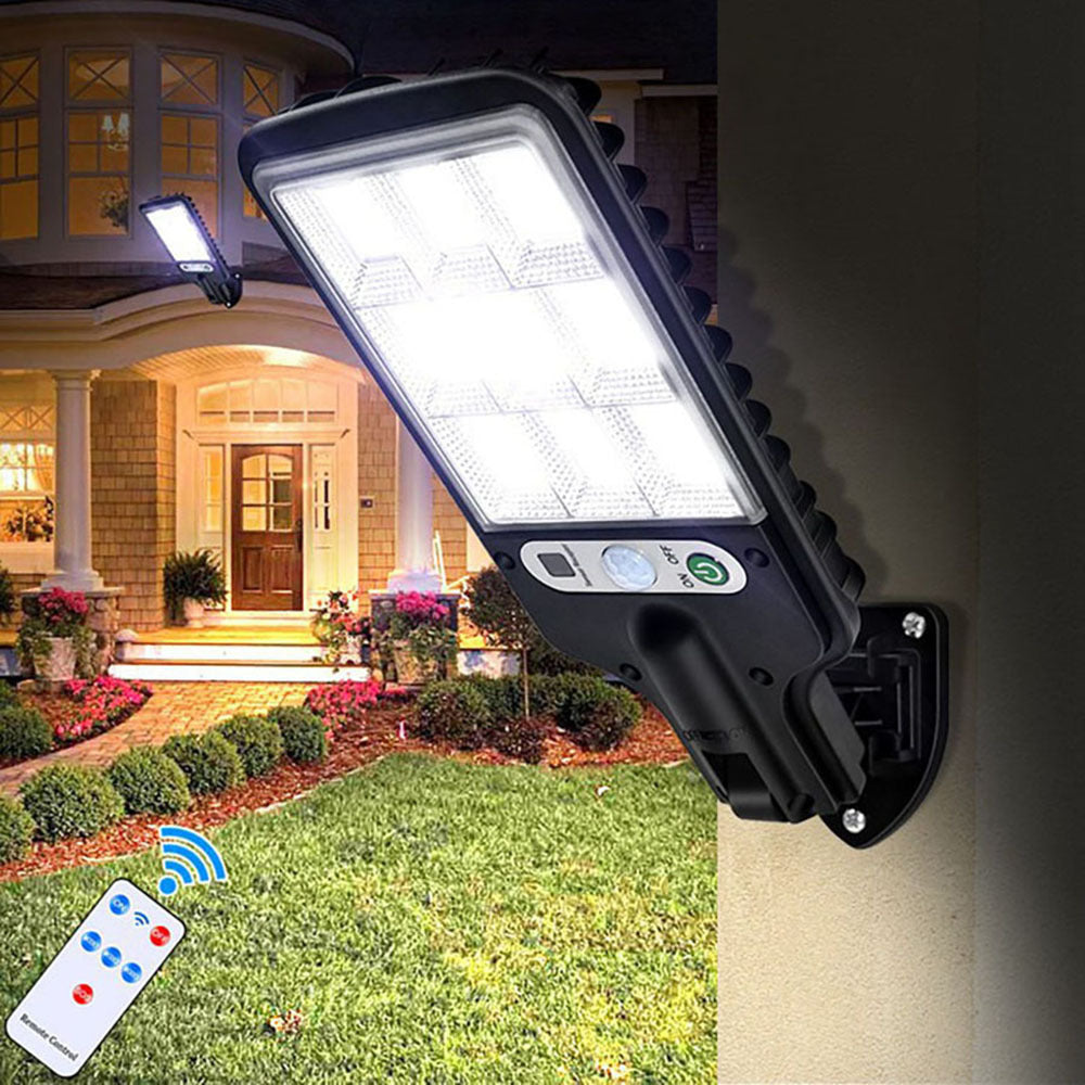 4pcs Solar Motion Sensor Lights with Remote Controller, Solar Panel Powered Security Lights, Pathway Light for Garden Garage Yard Backyard Patio