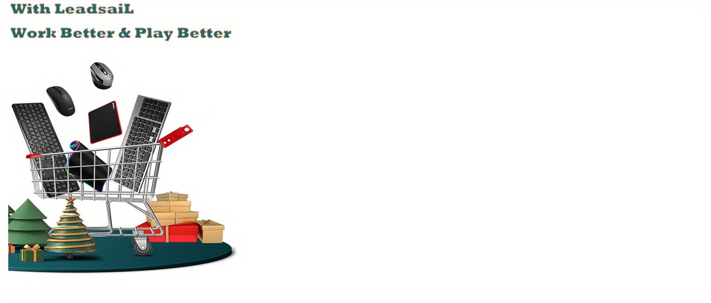 LeadsaiL Wireless Keyboard and Mouse Combo, Wireless USB Mouse and Computer Keyboard Set, Compact and Silent for Windows Laptop, Desktop, PC